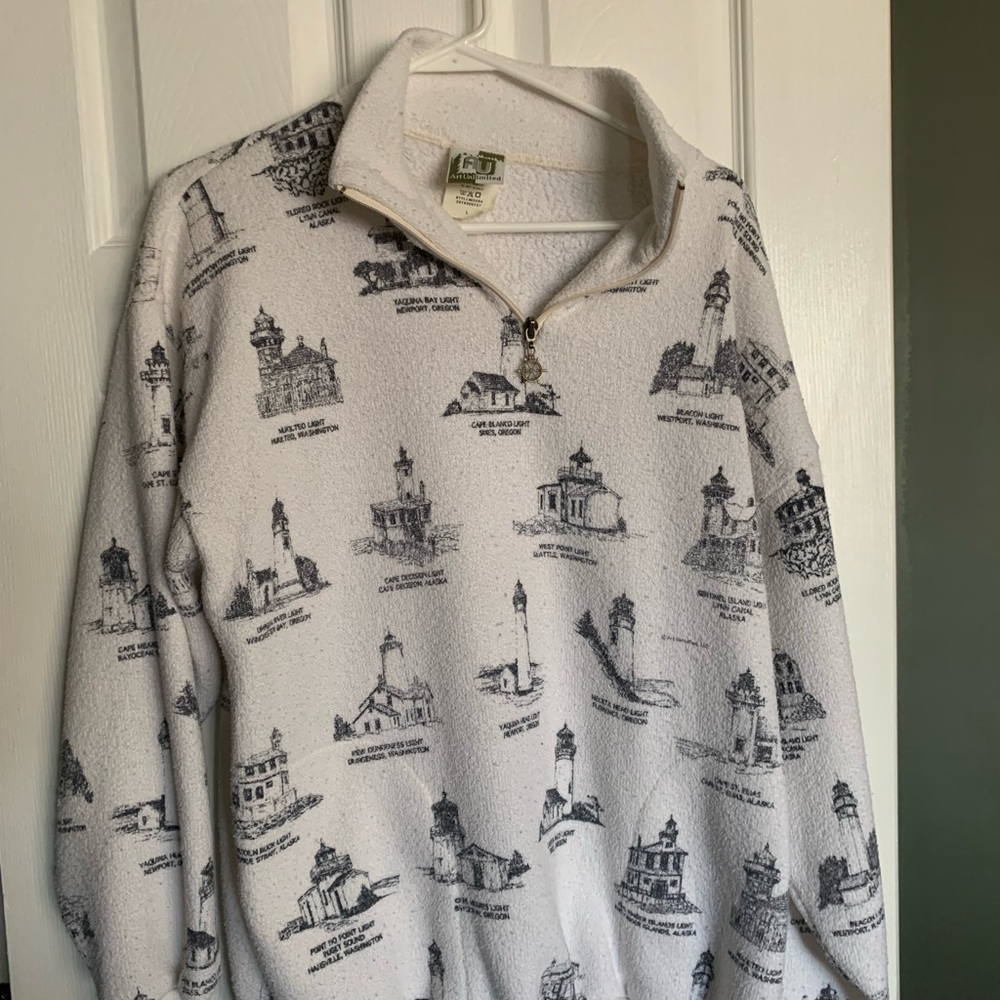 Nautical quarter zip light house sweatshirt
